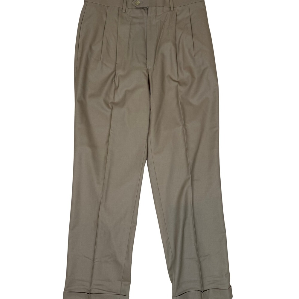 Lauren‎ Ralph Lauren Mens Khaki Pleated Flat Front Pants Total Comfort 33x32